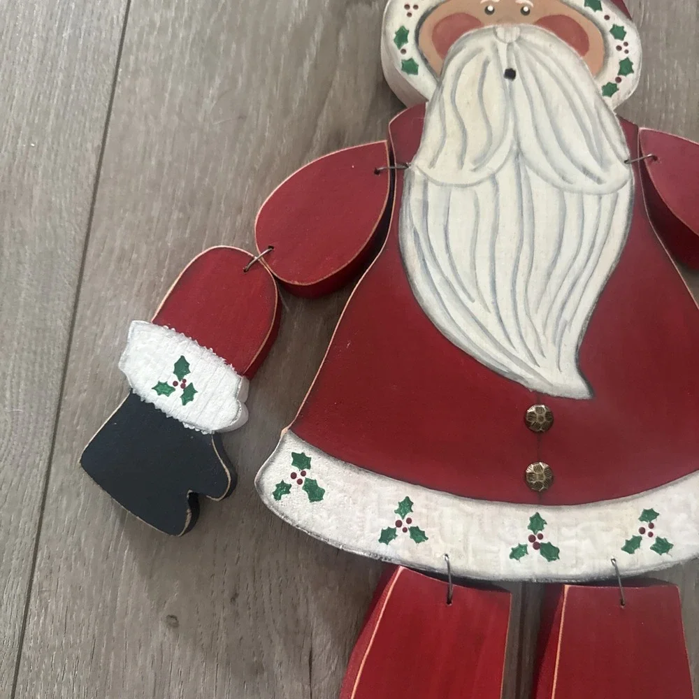 Vtg 90s Hanging Santa Claus Wood 22